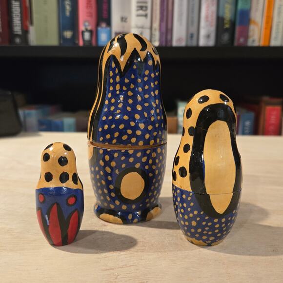 Vintage Russian nesting dog cat mouse set of 3 - Picture 2 of 4